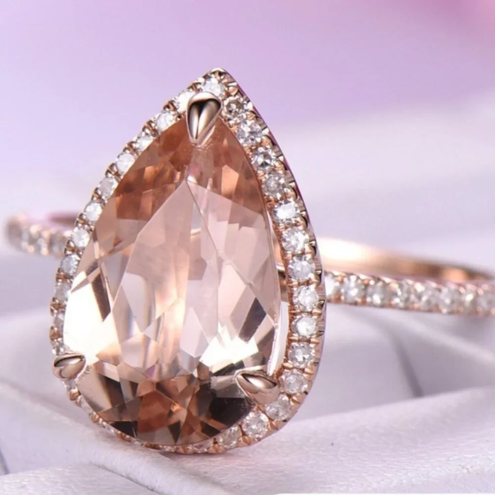 ROSE GOLD MORGANITE HALO RING